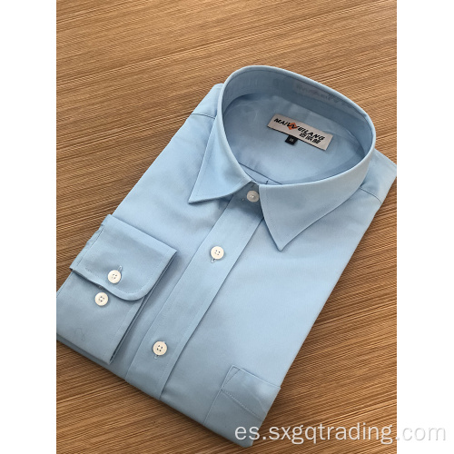 Camisa de manga larga 100% algodón de color liso para hombre